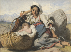 Lot 6774, Auction  115, Lehmann, Rudolf Wilhelm August, Römerin mit ihrem Kind in der Campagna sitzend