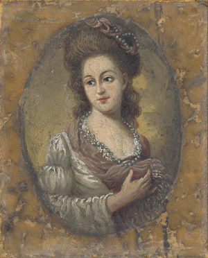 Lot 6909, Auction  115, Deutsch, 19. Jh. Bildnis einer eleganten Dame mit Perlenschmuck