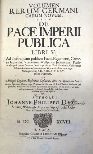 Lot 173, Auction  116, Datt, Johann Philipp, Volumen rerum germanicarum novum