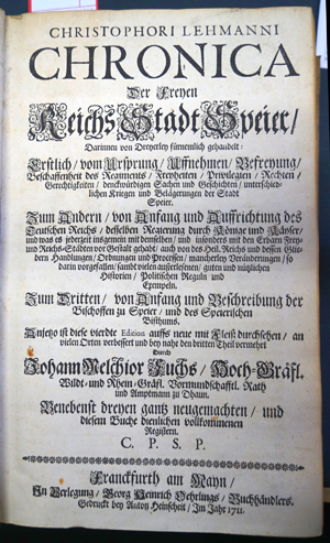 Lot 190, Auction  116, Lehmann, Christoph, Chronica der freyen Reichs Stadt Speier
