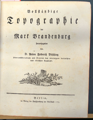 Lot 217, Auction  116, Büsching, Anton Friedrich, Vollständige Topographie der Mark Brandenburg