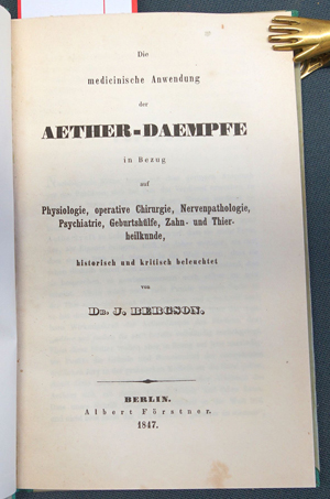 Lot 307, Auction  116, Bergson, Joseph, Die medicinische Anwendung der Aether-Daempfe 