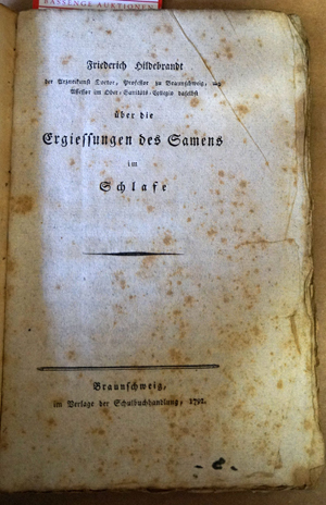 Lot 327, Auction  116, Hildebrandt, Friedrich, Über die Ergiessung des Samens im Schlafe