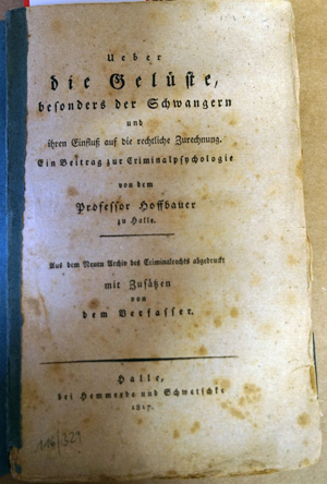 Lot 329, Auction  116, Hoffbauer, Johann Christoph, Ueber die Gelüste, besonders der Schwangern