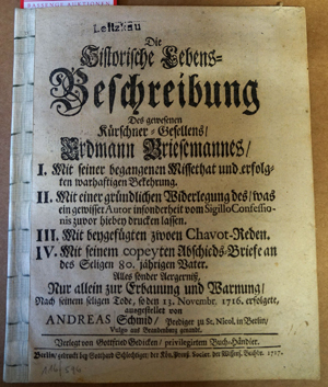 Lot 596, Auction  116, Schmidt, Andreas, Die Historische Lebens-Beschreibung
