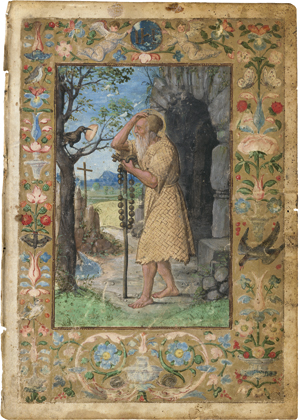 Lot 1009, Auction  116, Paulus von Theben, Handschriftenminiatur in Pinselgold und Farben auf Pergament