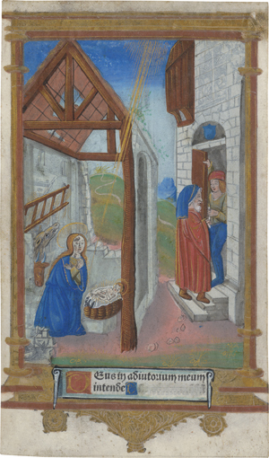 Lot 1011, Auction  116, Geburt Christi, Illuminiertes Einzelblatt. Lateinische Handschrift in Rot und Schwarz