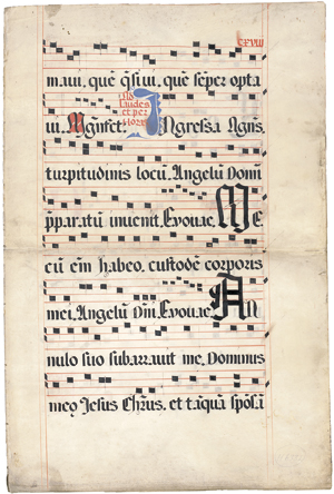 Lot 1014, Auction  116, Ingressa Agnes turpitudinis locum, Doppelblatt aus einer Antiphonale-Handschrift