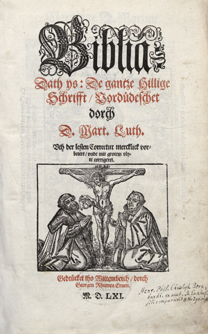 Lot 1050, Auction  116, Biblia, Dath ys:, De gantze Hillige Schrifft