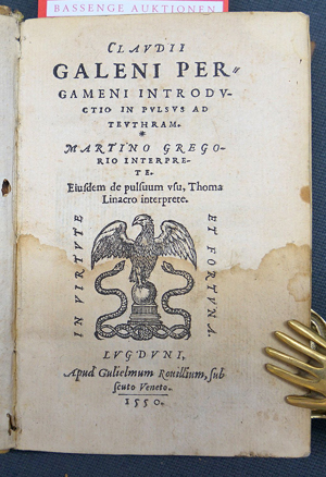 Lot 1073, Auction  116, Galenus, Claudius, Introductio in pulsus ad Theuthram