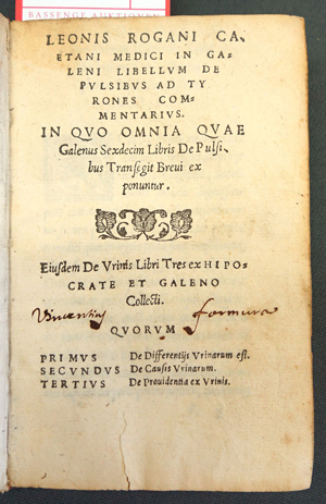 Lot 1119, Auction  116, Roganus, Leo, In Galeni libellum de pulsibus ad Tyrones commentarius