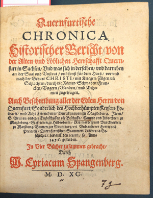 Lot 1126, Auction  116, Spangenberg, Cyriacus, Quernfurtische Chronica