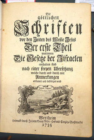 Lot 1146, Auction  116, Schmidt, Johann Lorenz und Biblia germanica, Die göttlichen Schriften vor den Zeiten des Messie Jesus