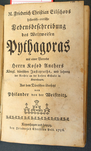Lot 2296, Auction  116, Eilschov, Frederik Christian, Historisch-critische Lebensbeschreibung des Weltweisen Pythagoras