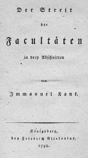 Lot 2300, Auction  116, Kant, Immanuel, Der Streit der Facultäten in drey Abschnitten