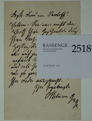 Lot 2518, Auction  116, Goethe, Ottilie von, Brief an Frau von Pawloff