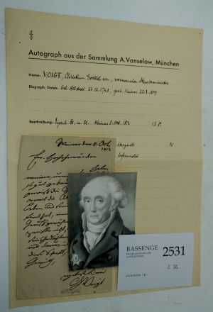 Lot 2531, Auction  116, Voigt, Christian Gottlob von, Brief 1813