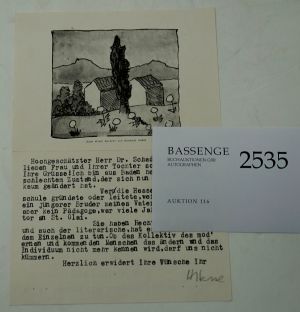Lot 2535, Auction  116, Hesse, Hermann, Brief 1940 an Walter Schadow