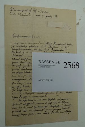 Lot 2568, Auction  116, Rilke, Rainer Maria, Brief 1899