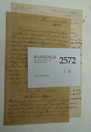 Lot 2572, Auction  116, Schlegel, August Wilhelm von, Brief 1822