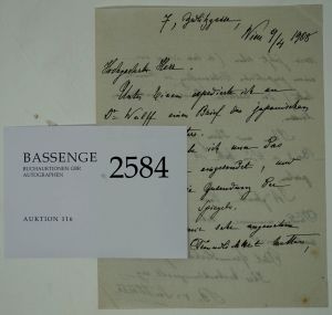 Lot 2584, Auction  116, Suttner, Bertha von, Brief 1908