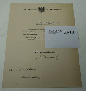 Lot 2612, Auction  116, Harnack, Adolf von, Signiertes Schriftstück