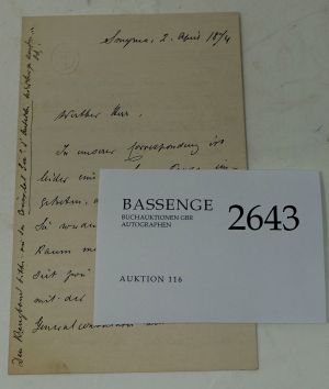 Lot 2643, Auction  116, Scherzer, Karl von, Brief 1874 aus Izmir