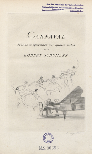 Lot 3072, Auction  116, Schumann, Robert und Oppler, Ernst, Carnaval. Scènes mignonnes sur quatre notes. Oppler ill.
