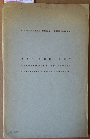 Lot 3124, Auction  116, Benn, Gottfried, Gedichte