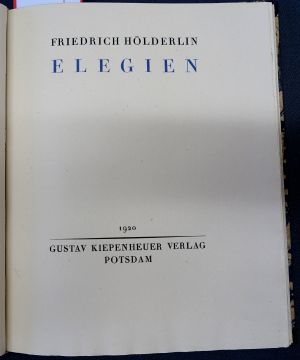 Lot 3297, Auction  116, Hölderlin, Friedrich, Elegien. Hrsg. v. H. Kasack.