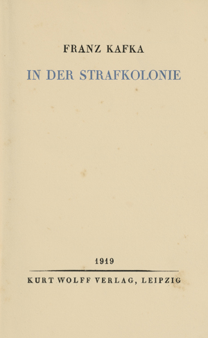 Lot 3356, Auction  116, Kafka, Franz, In der Strafkolonie