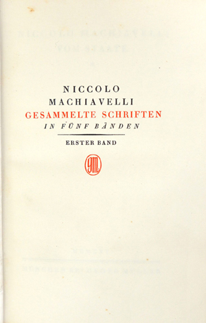 Lot 3392, Auction  116, Machiavelli, Niccolo, Gesammelte Schriften 