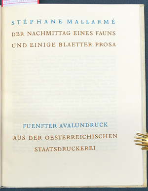 Lot 3396, Auction  116, Mallarmé, Stéphane, Der Nachmittag eines Fauns