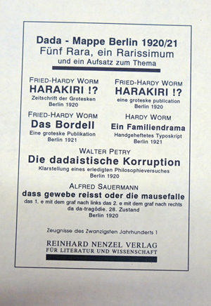 Lot 3830, Auction  116, Dada-Mappe Berlin 1920/21, Fünf Rara, ein Rarissimum und ein Aufsatz zum Thema