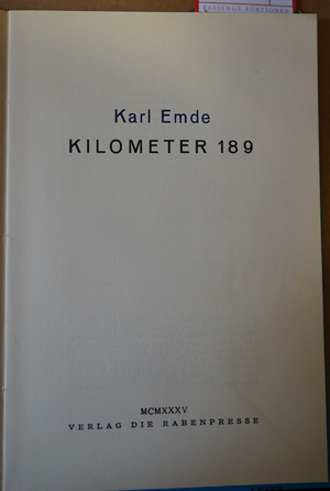 Lot 3844, Auction  116, Emde, Karl, Kilometer 189