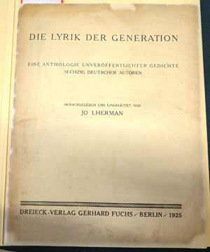 Lot 3886, Auction  116, Lyrik der Generation, Die, Eine Anthologie