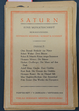 Lot 3918, Auction  116, Saturn, Eines Monatsschrift. 6 Hefte der Zeitschrift