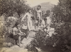 Lot 4032, Auction  116, Gloeden, Wilhelm von, Young male nudes by fountain