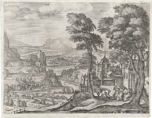 Lot 5025, Auction  116, Borcht, Pieter van der, Phantastische Landschaft mit Abraham den Engeln die Füße waschend