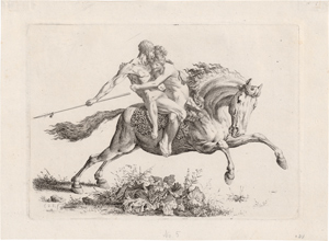 Lot 5254, Auction  116, Kolbe, Carl Wilhelm, Nackter Mann mit Lanze und eine nacktes Mädchen auf einem Pferd