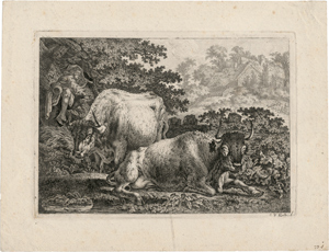 Lot 5255, Auction  116, Kolbe, Carl Wilhelm, Flöteblasender Hirte mit zwei Kühen