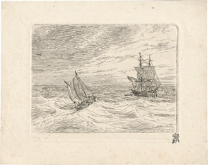 Lot 5324, Auction  116, Dahl, Johann Christian Clausen, Bewegte See mit einem Zweimaster und Segelboot