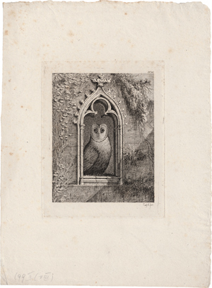 Lot 5336, Auction  116, Grimm, Ludwig Emil, Schleiereule im gotischen Fenster