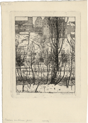 Lot 5374, Auction  116, Kalckreuth, Leopold Graf von, Dachau im Schnee; Hochdorf im Schnee