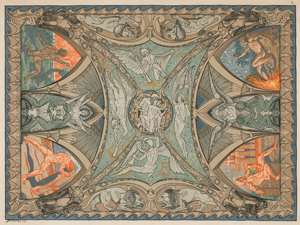 Lot 5419, Auction  116, Bossard, Johann Michael, Gewölbte Decke mit sich küssendem männlichen Paar sowie geflügelten Fackelträgern