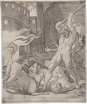 Lot 5499, Auction  116, Caraglio, Jacopo, Herkules kämpft mit Kerberus; Herkules tötet den Kentauren Nessus