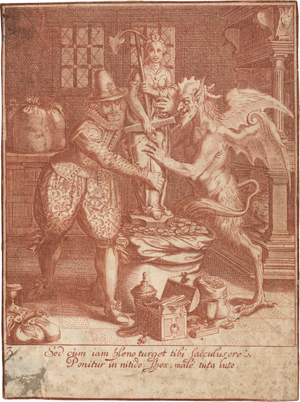 Lot 5633, Auction  116, Niederländisch, Ein Mann und der Teufel streiten um eine allegorische Statue der Hoffnung