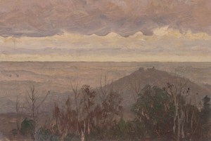 Lot 6057, Auction  116, Assenbaum, Fanny, Herbstliche Landschaft mit lila Wolken