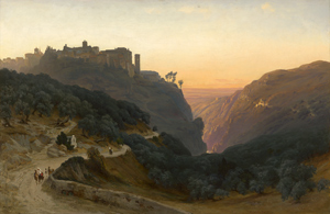 Lot 6090, Auction  116, Wrage, Joachim Hinrich, Ansicht von Tivoli vom Monte Catillo mit Blick auf das Anio-Tal, die Villa Gregoriana und den Vestatempel