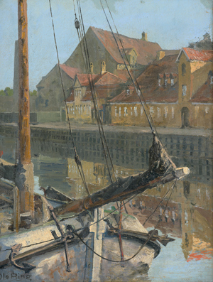 Lot 6142, Auction  116, Ring, Ole, Der alte Speicher und Boote am Frederiksholms Kanal in Kopenhagen